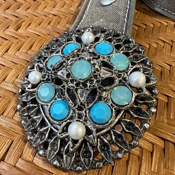 Leatherock silver belt with turquoise buckle main image 4